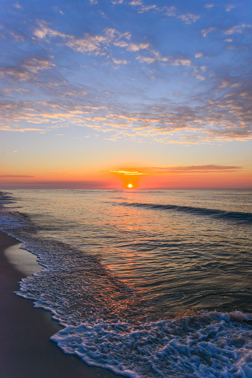 sunset, water, sea